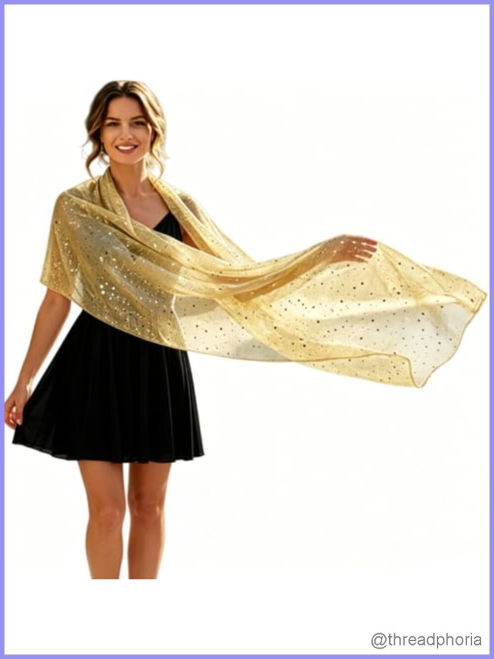 LECHI Women Sequin Mesh Scarf Glitter Sheer Beach Shawl Wrap Sparkling Metallic